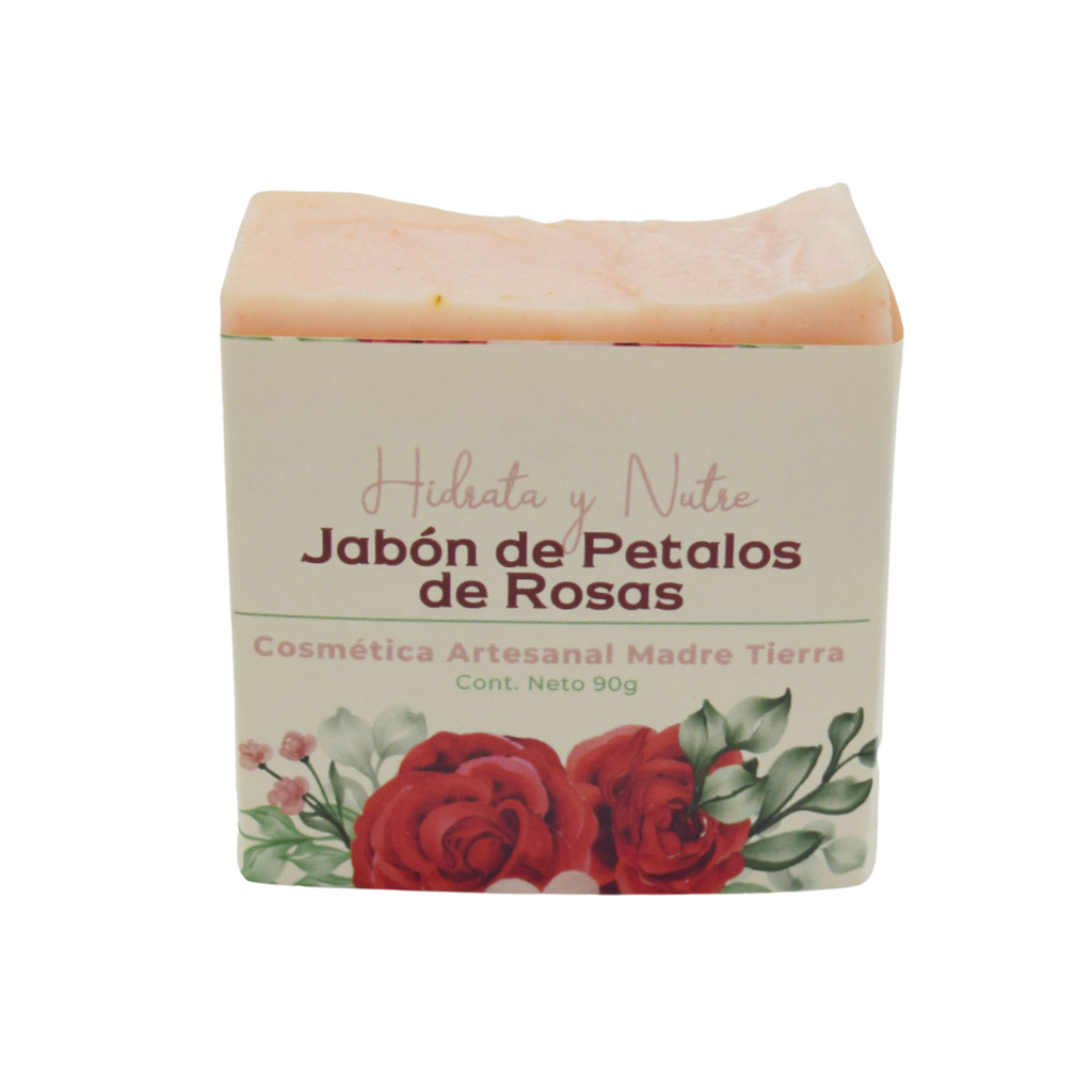 Jabón natural artesanal de pétalos de rosas 90gr.